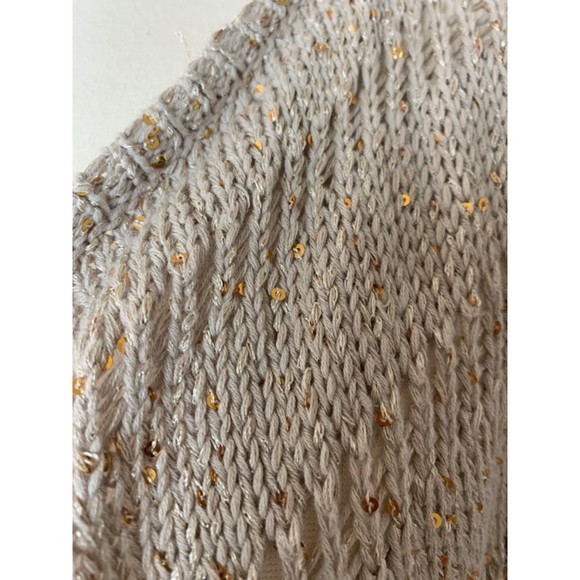Splendid Size S Gold Sequin Cascading Waterfall Open Cardigan - Picture 4 of 9